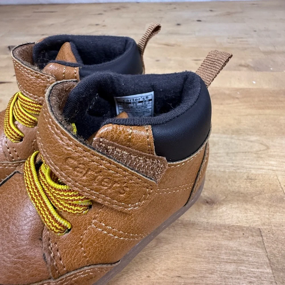 Carters Baby Boots Toddler Brown Faux Leather Boots Size 2.5 infant
